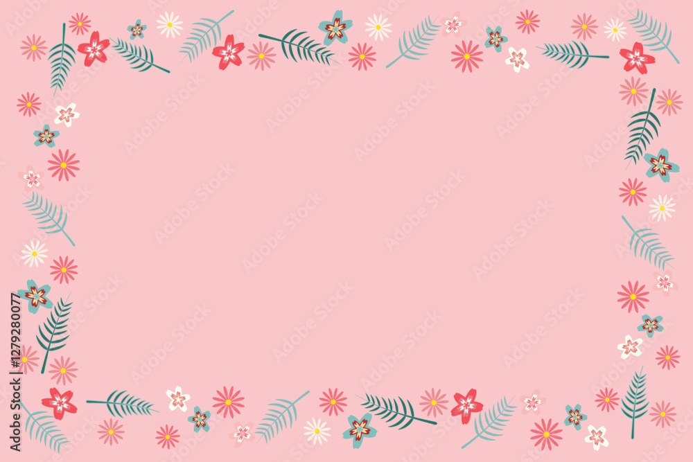Beautiful floral vector card delicate floral frame Copy space Isolated pink background Perfect for invitations greeting cards wedding designs creative projects Elegant stylish versatile Spring border Beautiful floral vector card delicate floral frame Copy space Isolated pink background Perfect for invitations greeting cards wedding designs creative projects Elegant stylish versatile Spring border