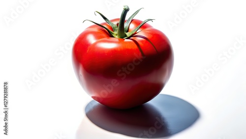Red Tomato Silhouette, Isolated White Background, AI Photography