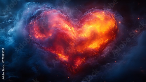 Soft glowing heart shape with overlapping colorful layers