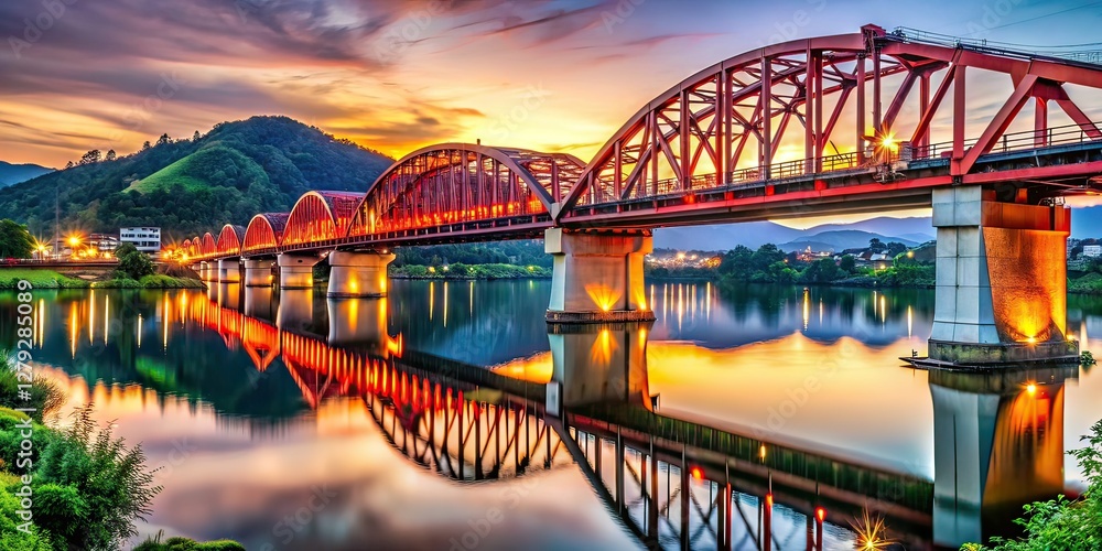 Obraz premium Sendai Train Bridge Kumagane Bridge Japan Photography AI Art