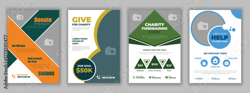 Charity Flyer Template for Nonprofit Organization Fundraising Donations Volunteer Support Community Awareness Social Welfare Event Design for Helping People and Making a Difference banner poster eps.