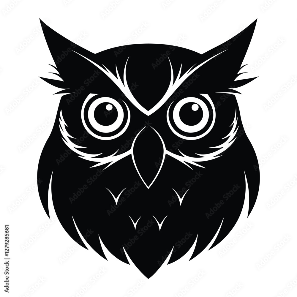 Elegant Owl Head Silhouette isolated on a white background Elegant Owl Head Silhouette isolated on a white background