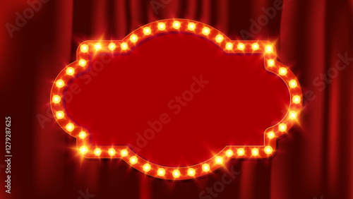 Theatre horizontal glowing retro light box vintage frame vector 
