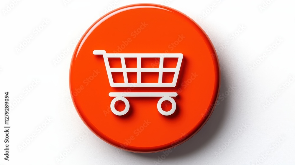 A vibrant orange button featuring a white shopping cart icon, symbolizing online shopping or e-commerce. A vibrant orange button featuring a white shopping cart icon, symbolizing online shopping or e-commerce.