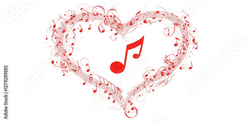 Wallpaper Mural Musical heart design with notes transparent background digital art colorful environment romantic concept Torontodigital.ca