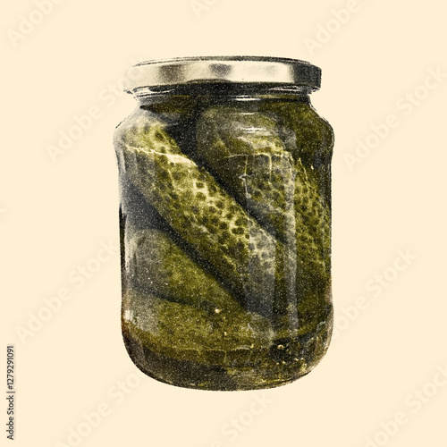 Gourmet pickles in a jar showcasing trendy food experimentation with vibrant colors and tangy flavors.