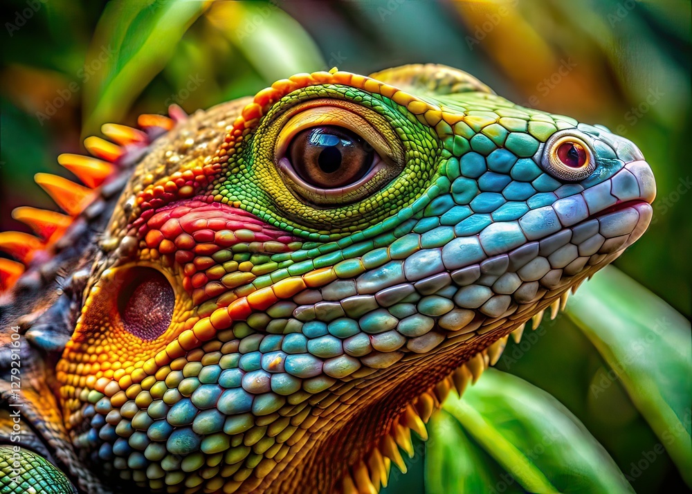 Obraz premium Stunning Lizard Panoramic, Vibrant Colors, Nature Photography