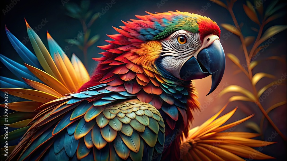 Fototapeta premium Stunning Parrot Close-up - AI Fashion Photography