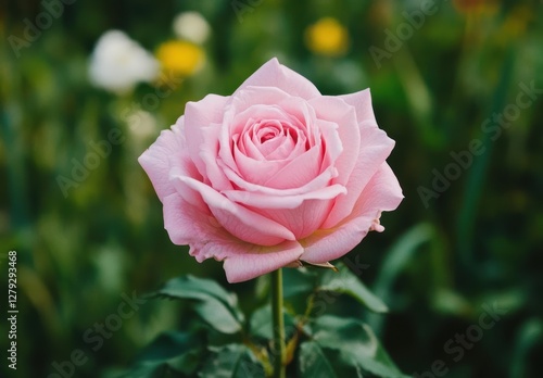 Wallpaper Mural Elegant Pink Rose in Bloom Surrounded by Lush Green Foliage Torontodigital.ca