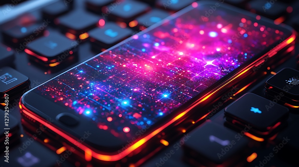 A smartphone displaying a bright and colorful visual of a privacy network securing user anonymity through encryption A smartphone displaying a bright and colorful visual of a privacy network securing user anonymity through encryption