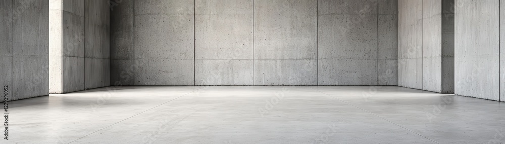 Spacious empty concrete room with smooth floor and textured walls, ideal for design concepts and minimalistic aesthetics Spacious empty concrete room with smooth floor and textured walls, ideal for design concepts and minimalistic aesthetics