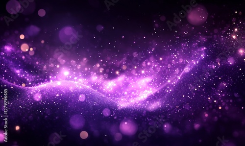 Wallpaper Mural Digital Purple Particles Wave Light Abstract Background with Shining Dots and Stars, Futuristic Sparkling Waveform, Night Sky with Glowing Stars Concept, Ideal for Technology and Digital Art Torontodigital.ca