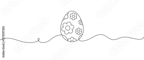 Easter egg one line drawing. Continuous one line drawing ester egg. Happy Easter, Vector illustration eps