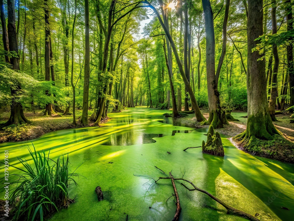 Obraz premium Swampy Forest Duckweed Photography, Urban Exploration