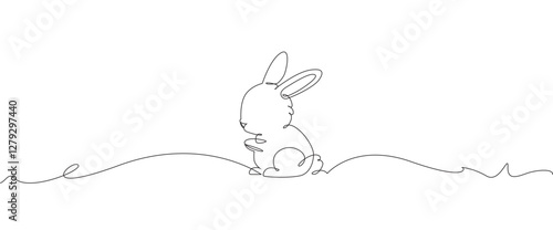 line art Easter Bunny Rabbit vector illustration