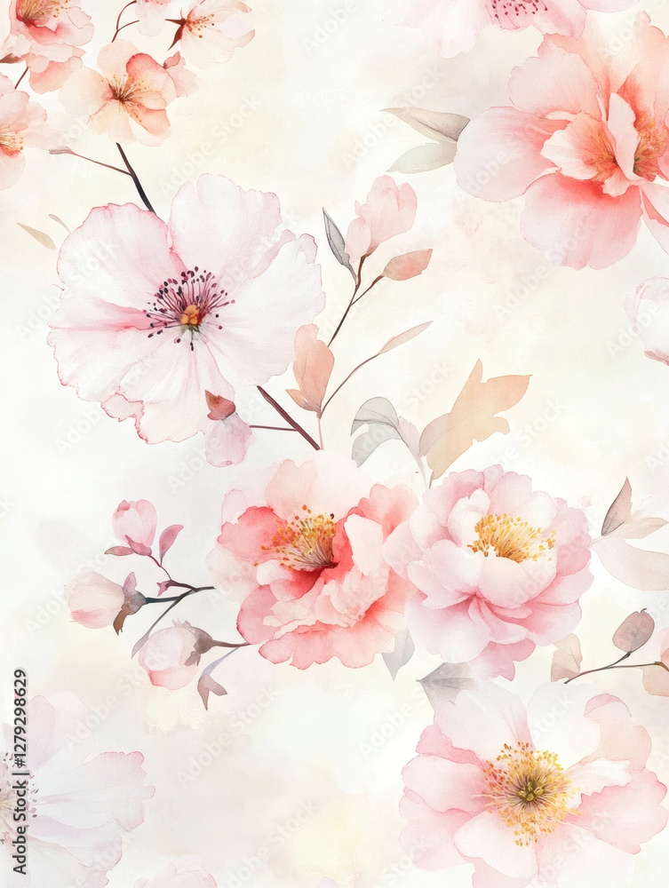 Obraz premium Pink Rose Petals Delicate Floral Watercolor