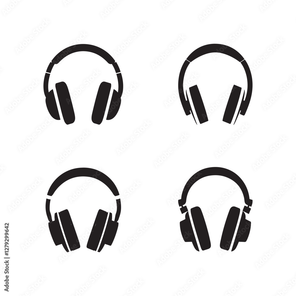 vector of black silhouette of headphone vector of black silhouette of headphone