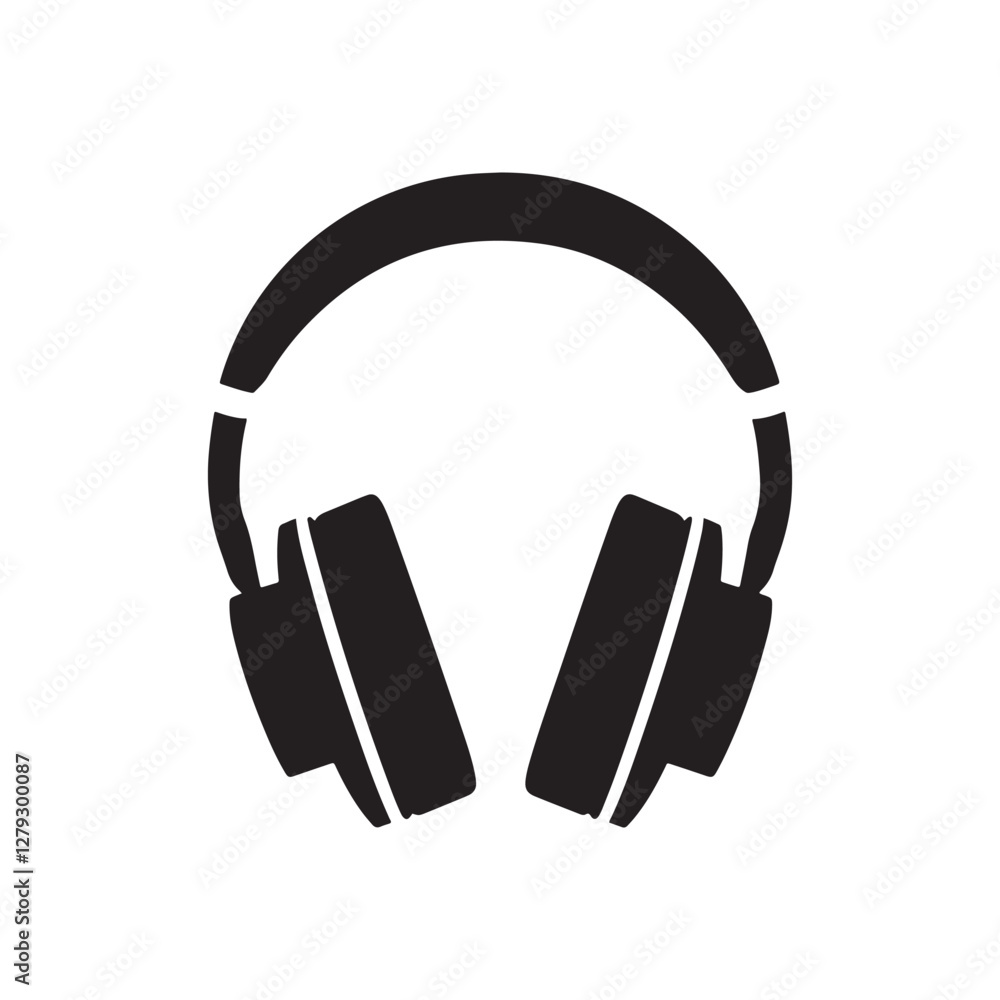 vector of black silhouette of headphone