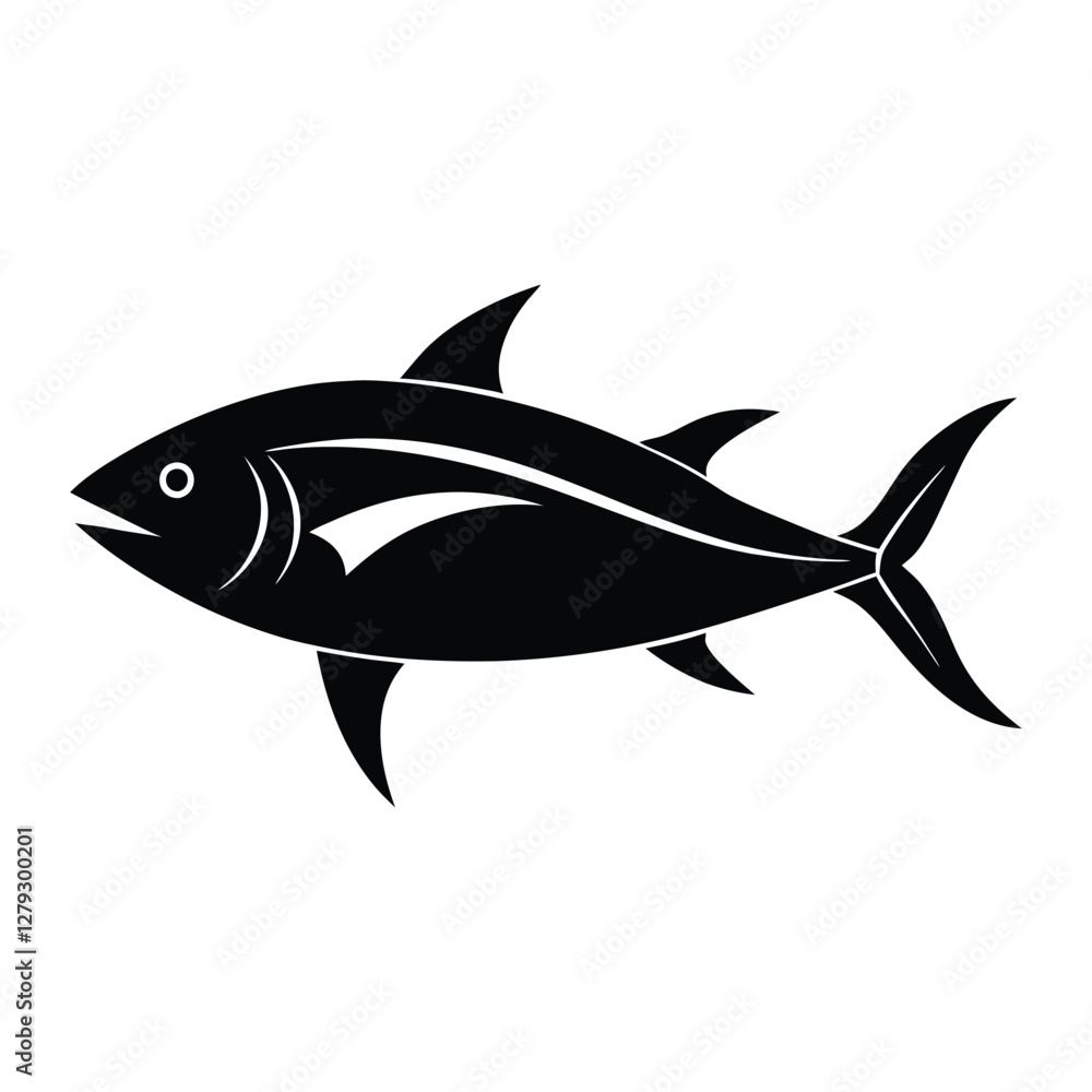 Obraz premium Tuna fish Silhouette isolated on a white background