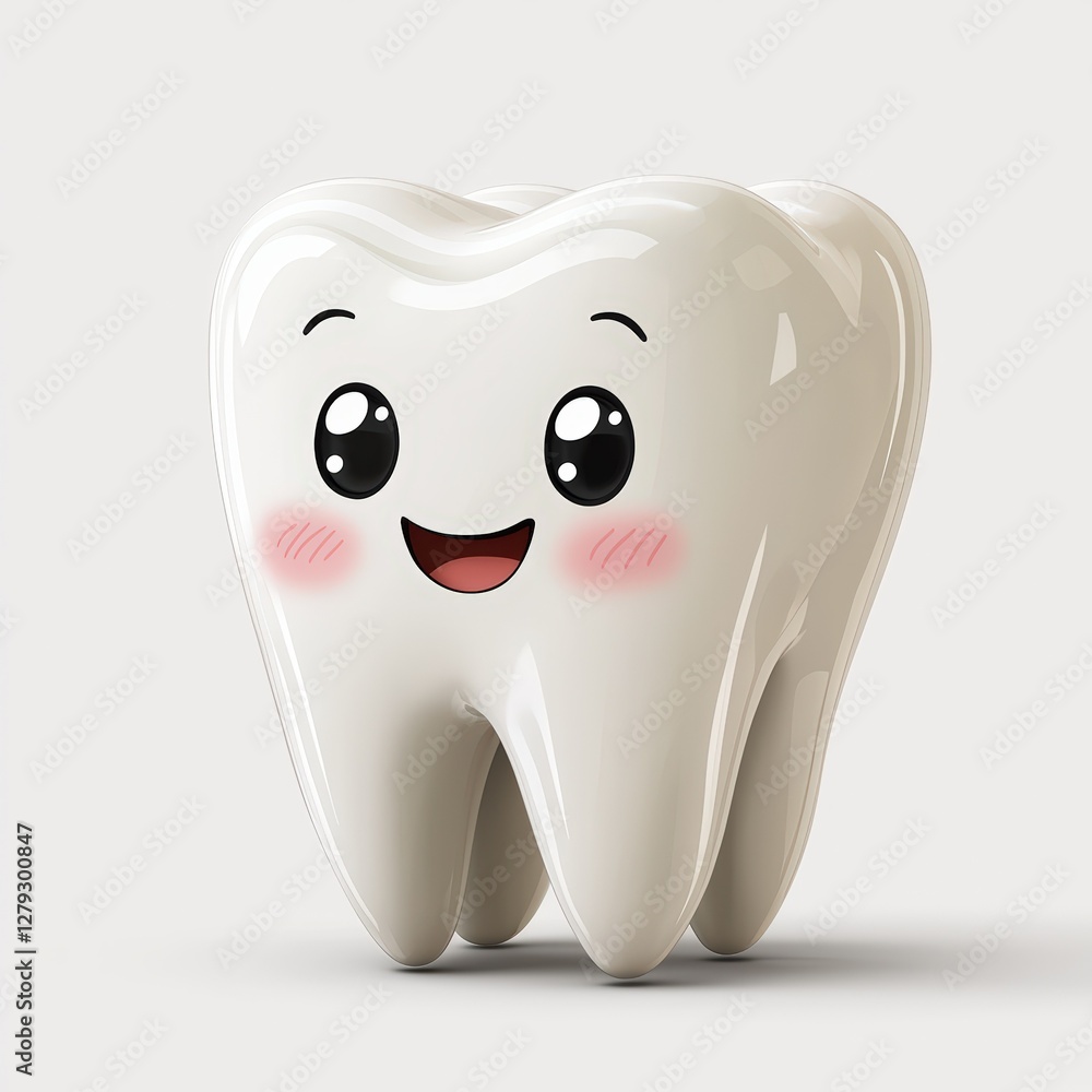 Cartoon Representation of a Happy Tooth with Big Eyes and a Wide Smile (Dentistry, Emotions, Child Audience) Cartoon Representation of a Happy Tooth with Big Eyes and a Wide Smile (Dentistry, Emotions, Child Audience)