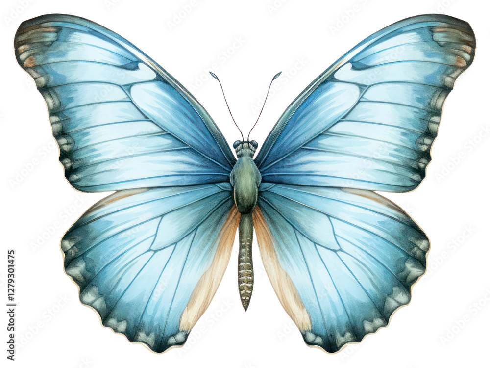 Fototapeta premium PNG Blue butterfly illustration drawing insect.