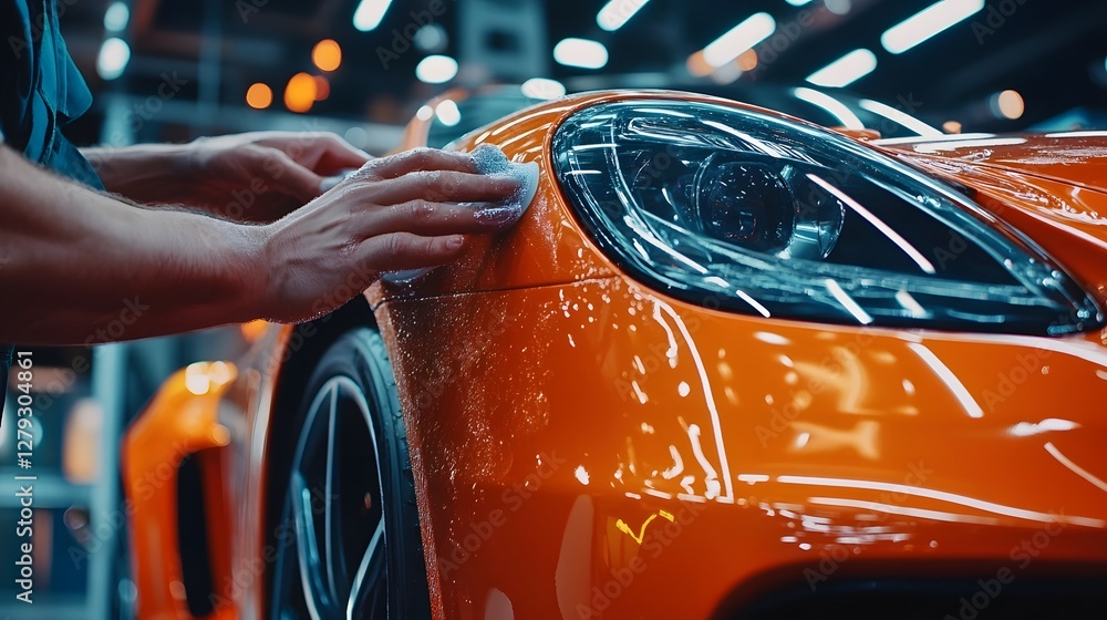 custom made wallpaper toronto digitalClose-up of Hands Applying Ceramic Coating to Luxury Automobile for Premium Detailing Service
