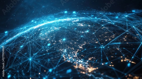 Global Connectivity and Technology Concept in Night Earth View