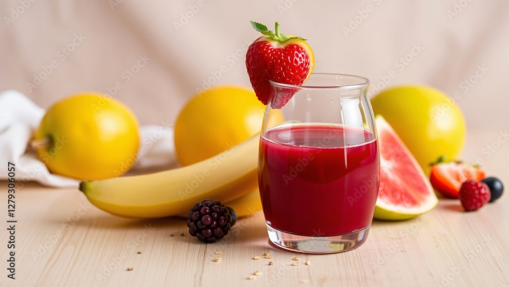 Delicious Berry Smoothie with Fresh Fruit Garnish Delicious Berry Smoothie with Fresh Fruit Garnish