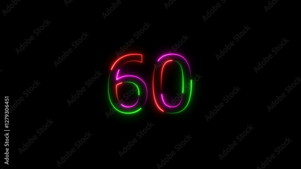 A number illustratin, and glowing neon number 60 illustration . on a black background.and creating a stunning 4k illustration. A number illustratin, and glowing neon number 60 illustration . on a black background.and creating a stunning 4k illustration.