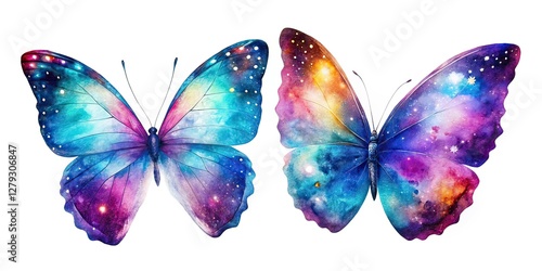 Watercolor Galaxy Butterflies - Documentary Photography