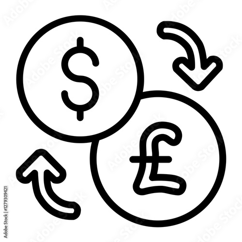 Currency Exchange Vector Line Icon Design