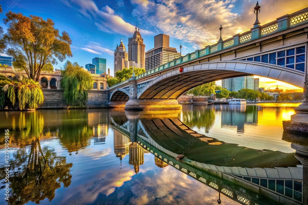 Yarra River Calm Waters Under Swan Street Bridge Melbourne Yarra River Calm Waters Under Swan Street Bridge Melbourne