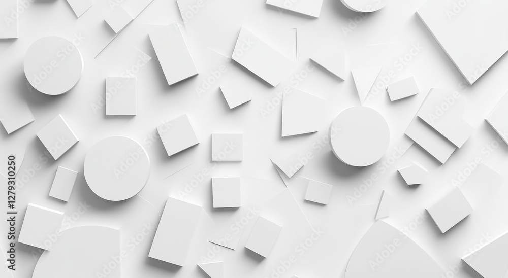 Obraz premium Abstract White Geometric Shapes Background—Modern Minimalist Design