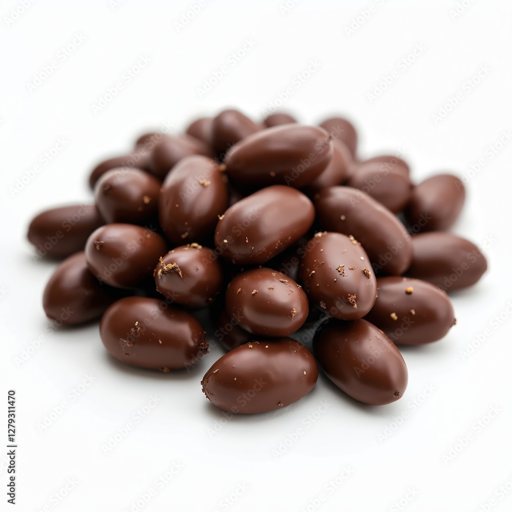 Pile of chocolate covered nuts on white background. Sweet delicious confectionery dessert snack. Cocoa nut indulgence. Tasty epicure isolated treat. Tempting dark chocolate appetising closeup food. Pile of chocolate covered nuts on white background. Sweet delicious confectionery dessert snack. Cocoa nut indulgence. Tasty epicure isolated treat. Tempting dark chocolate appetising closeup food.
