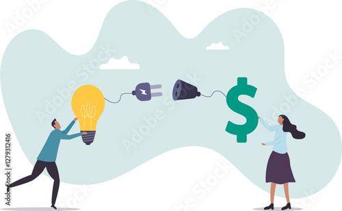 Venture capital or financial support for startup and entrepreneur company, make money idea or idea pitching for fund raising.business concept.flat character.