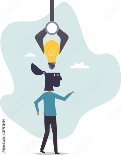 Invent new idea or innovation, knowledge or new skill to achieve work success, creativity and imagination.business concept.flat character.