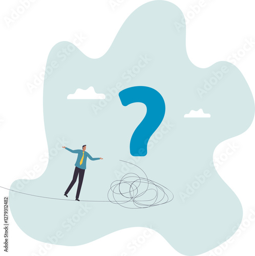 Uncertainty, unknown problem, challenge to overcome or investment risk, find out solution for business difficulty,business concept.flat character.