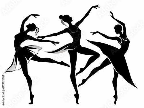 Elegant Ballet Dancers Silhouettes.