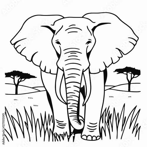 African elephant in the park vector