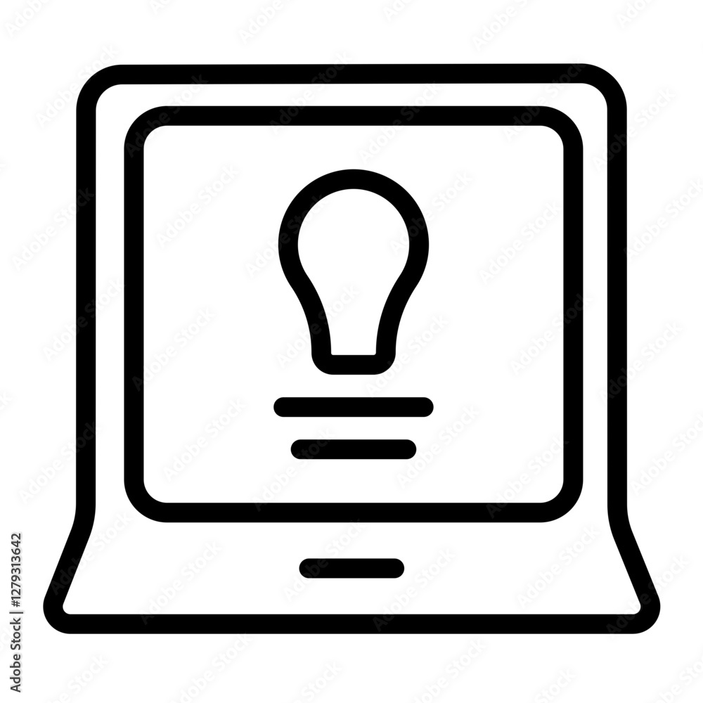 Laptop with Stickers Vector Line Icon Design Laptop with Stickers Vector Line Icon Design