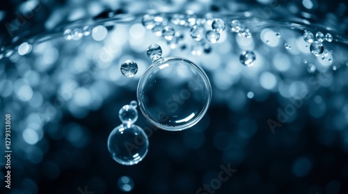 Wallpaper Mural Floating Water Bubbles Abstract Image Blue Tones Background Torontodigital.ca