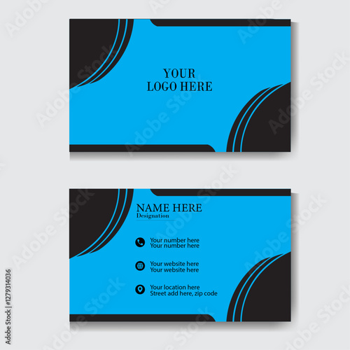simple clean template vector design modern business card design and with black and azure.