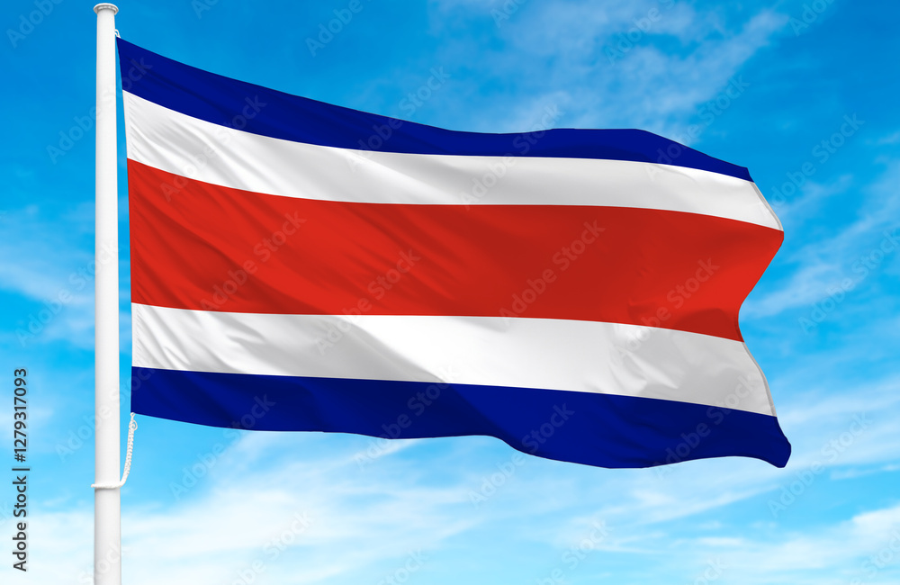 Fototapeta premium Flagpole with the flag of Costa Rica 3D Rendering