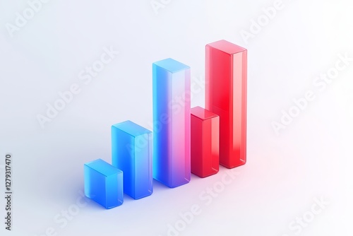 Minimalistic 3d icon of a red and blue graph with frosted glass look on a white background Free Download Minimalistic 3d icon of a red and blue graph with frosted glass look on a white background - GFXLoad