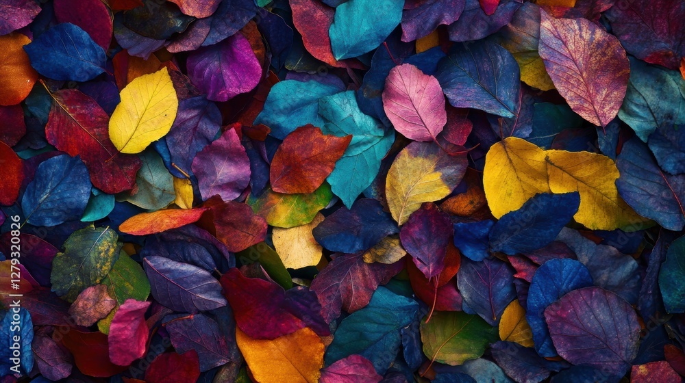 Colorful Autumn Leaves in Vibrant Mixed Tones on Ground Surface Colorful Autumn Leaves in Vibrant Mixed Tones on Ground Surface