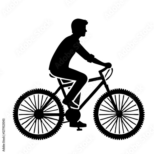 Silhouette of a person riding a bicycle in a dynamic pose