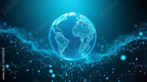 Global Network Digital World Map Futuristic Technology Image