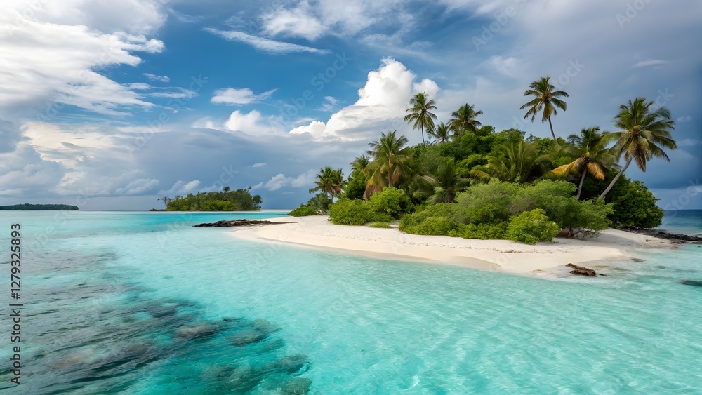 Fototapeta premium Tropical island with turquoise water white san