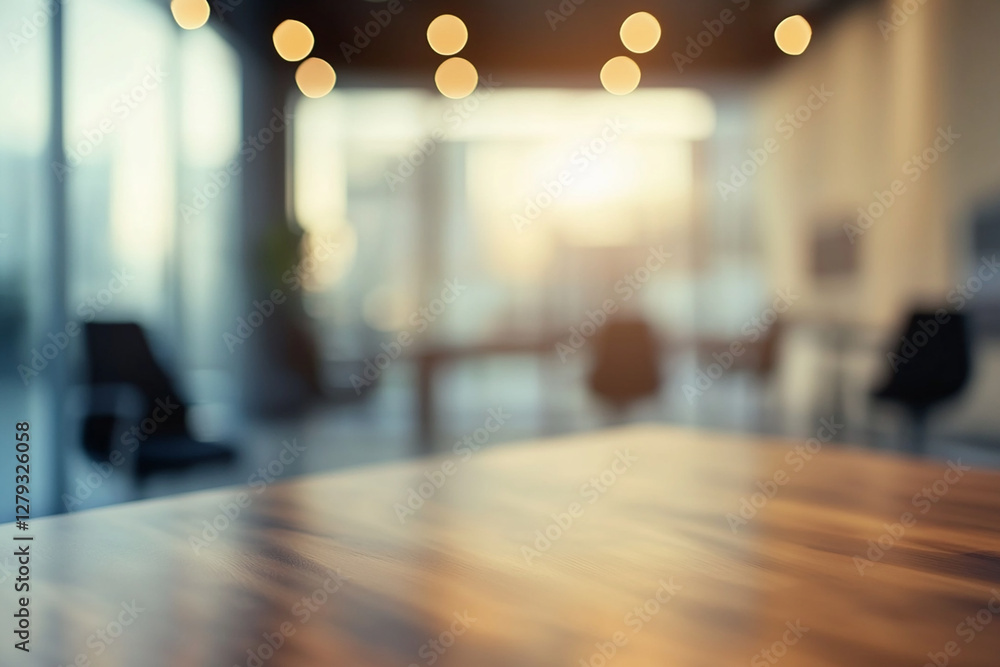Fototapeta premium Office Meeting Room Blur - Soft-focus background featuring an office meeting room setup