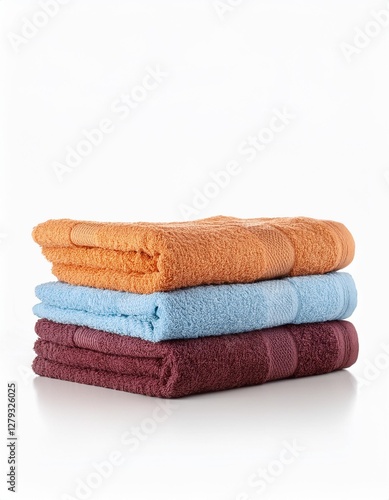 Stack of Freshly Washed Towels Isolated on White Background for Spa-Inspired Relaxation